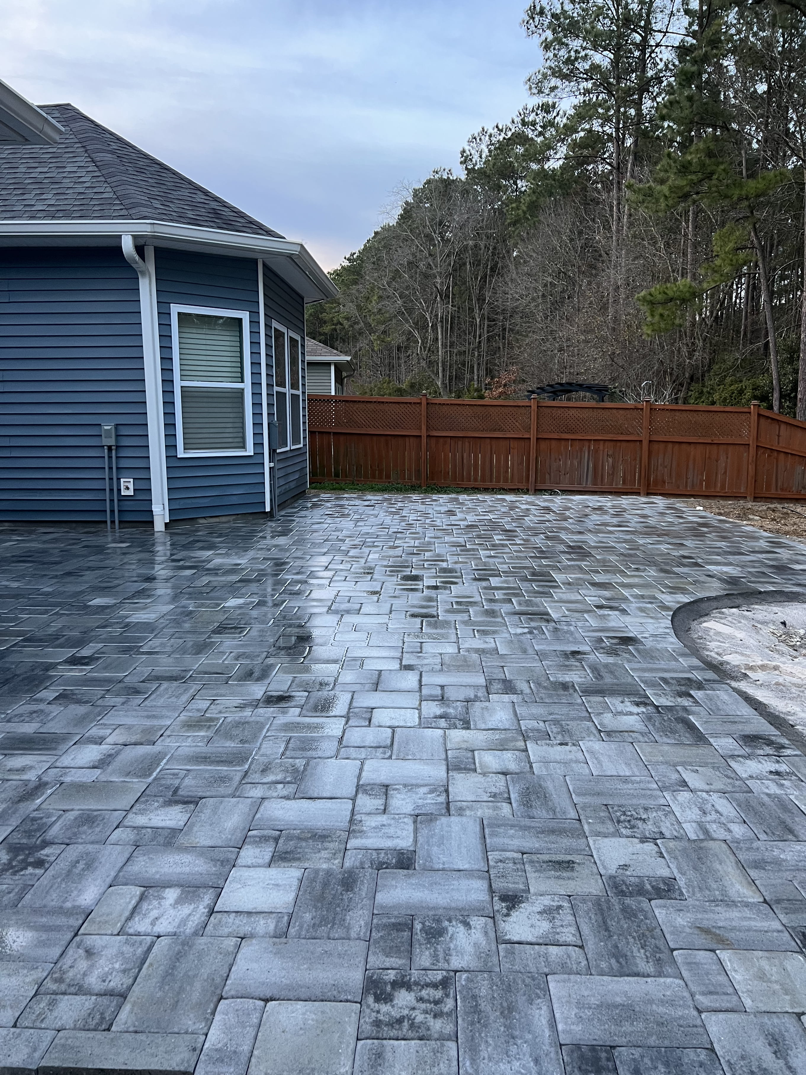 Nice looking pavers in backyard patio